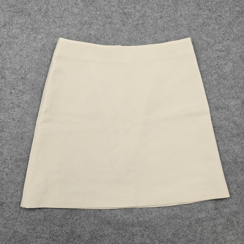 Theory Skirt Womens 6 White Twill A-Line Short Mini Back Zip Work Casual